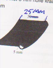 Spatbordbies 6 mm kraal 38 mm flap